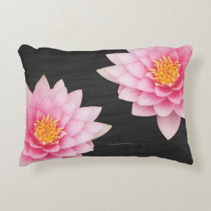 Elegant Floating Pink Lotus Flowers Decorative Cushion