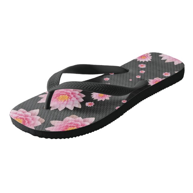Elegant Floating Pink Lotus Flowers Flip Flops (Angled)