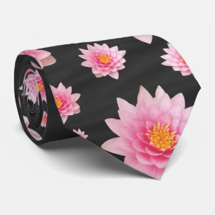 Elegant Floating Pink Lotus Flowers Tie