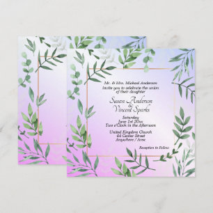 Elegant Flora and Fauna Lavender Wedding Invitation