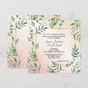 Elegant Flora and Fauna Touch of Peach Wedding Invitation