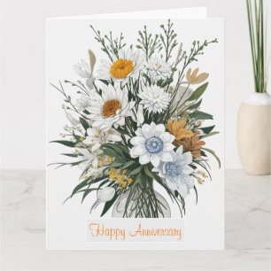Elegant Flora Modern Art Anniversary Card