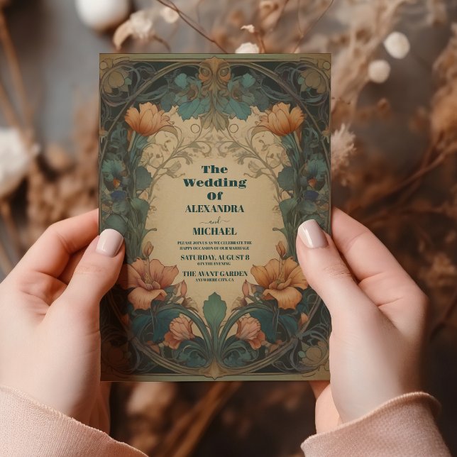 Elegant Flora Vintage Art Nouveau Wedding Invitation (Creator Uploaded)