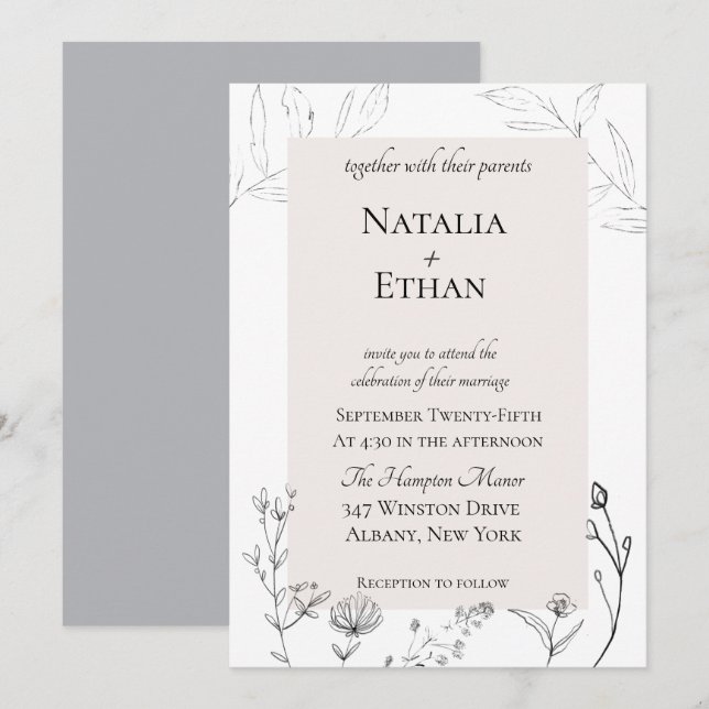 Elegant Flora Wedding Invitation (Front/Back)
