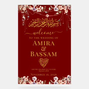 Elegant FloraI Wildflower Islamic Couples Wedding Acrylic Sign