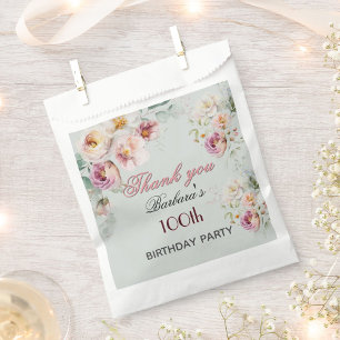 Elegant Floral 100th Birthday  Favour Bags