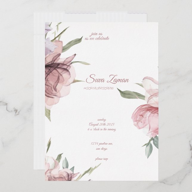 Elegant Floral 18th Birthday Invitation Card (Envelope)
