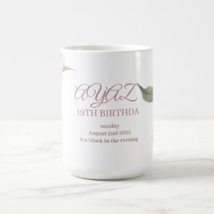 Elegant Floral 18th Birthday Invitation Card Coffee Mug