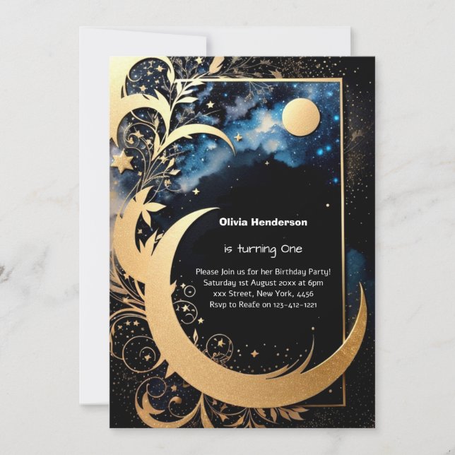 Elegant Floral 1st Birthday Invitation (Front)