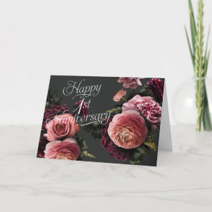 Elegant Floral-1st Wedding Anniversary Card