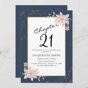 Elegant Floral 21st birthday Invitation