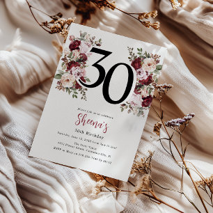 Elegant Floral 30th Birthday Invitation