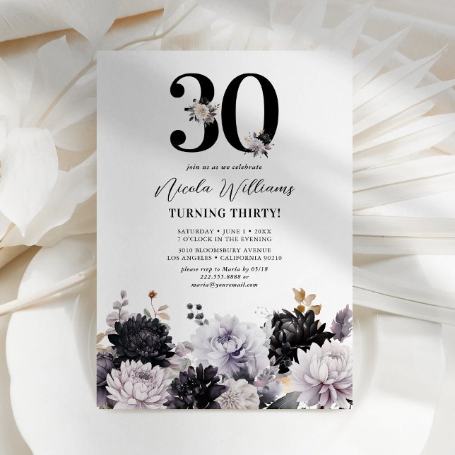 Elegant Floral 30th Birthday Party Invitation (Creator Uploaded)