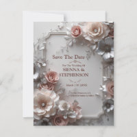 Elegant Floral 3D Save the Date Invitation