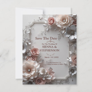 Elegant Floral 3D Save the Date Invitation
