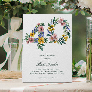 Elegant Floral 40' Botanical 40th Birthday Invitation