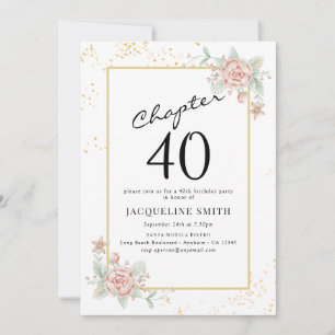 Elegant Floral 40th birthday Invitation