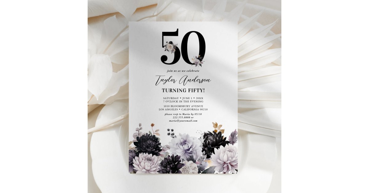 Elegant Floral 50th Birthday Party Invitation Zazzle