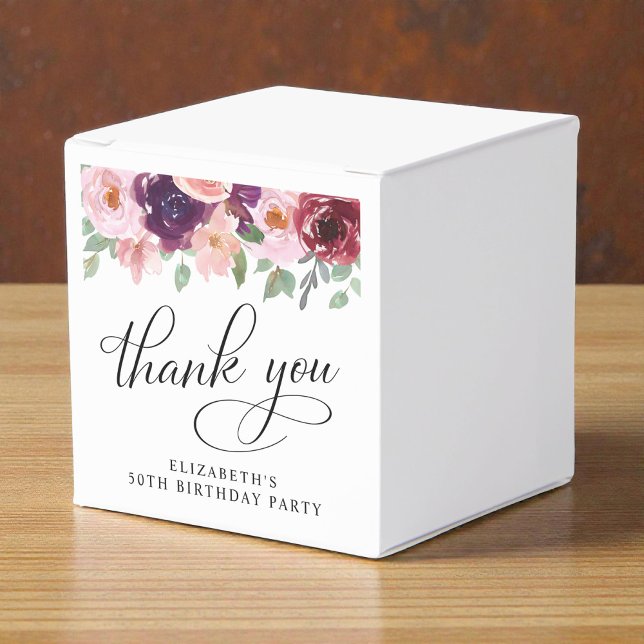 Elegant Floral 50th Birthday Party Thank You Favour Box (Creator Uploaded)