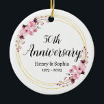 Elegant Floral 50th Wedding Anniversary Keepsake Ceramic Tree Decoration<br><div class="desc">Elegant Floral 50th Wedding Anniversary Keepsake Ceramic Ornament Celebrate your elegant wedding anniversary milestone with an exquisite keepsake that perfectly encapsulates your romantic journey. Our Wedding Anniversary Keepsake is a modern and timeless piece designed for couples who cherish their love story. This elegant anniversary ornament is more than just a...</div>