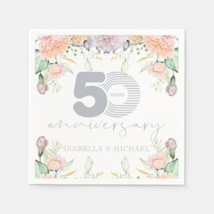 Elegant Floral 50th Wedding Anniversary Napkin