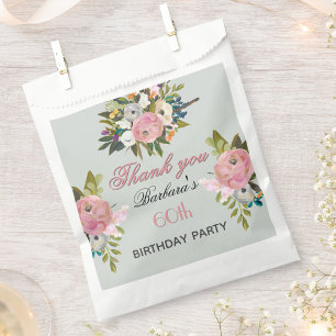 Elegant Floral 60th Birthday Favour Bags