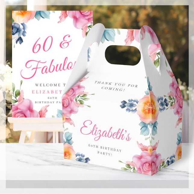 Elegant Floral 60th Birthday Favour Box (Creator Uploaded)
