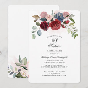 Elegant Floral 60th Birthday Invitation