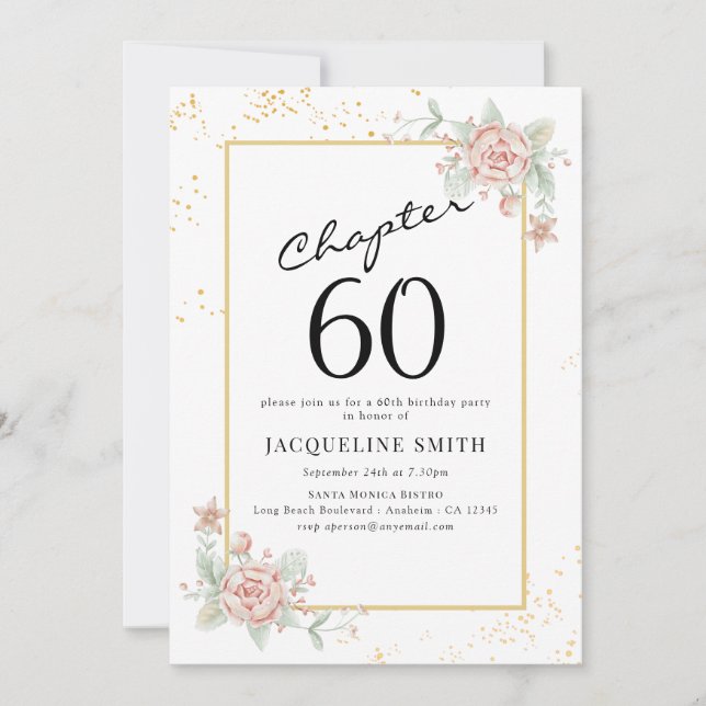 Elegant Floral 60th birthday Invitation (Front)
