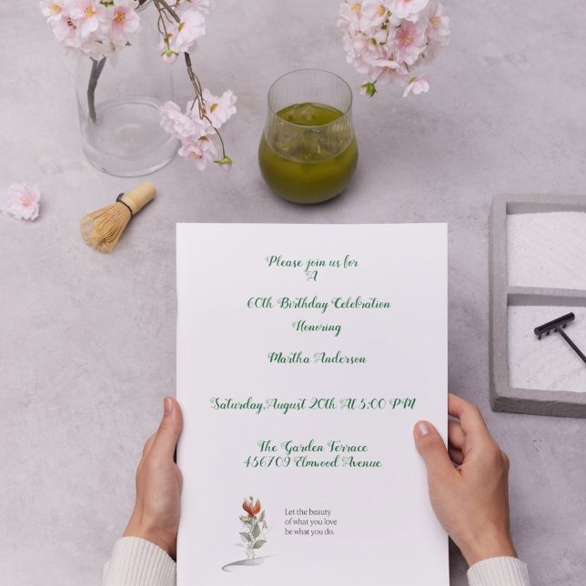 Elegant floral 60th birthday invitation for Mum (Creator Uploaded)