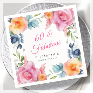 Elegant Floral 60th Birthday Party Napkin