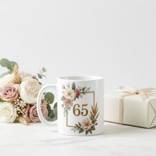 Elegant Floral 65th Birthday Custom Name & Date Coffee Mug