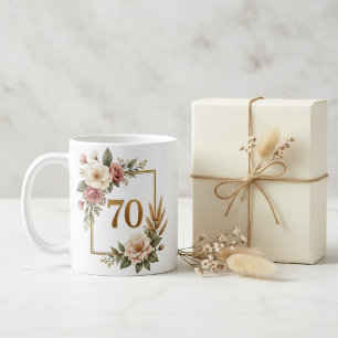 Elegant Floral 70th Birthday Custom Name & Date Coffee Mug