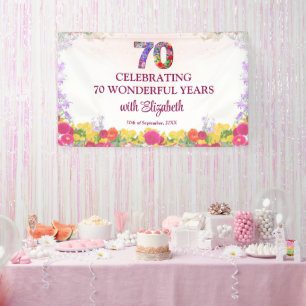 Elegant Floral 70th Birthday Party / 70 Years Banner