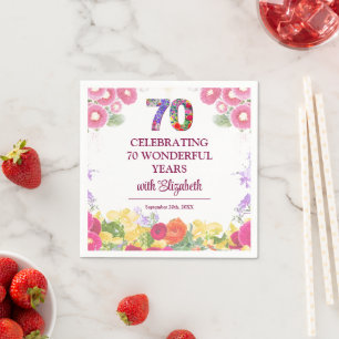 Elegant Floral 70th Birthday Party / 70 Years Napkin