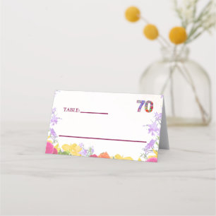 Elegant Floral 70th Birthday Party / 70 Years Place Card