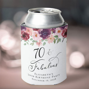 Elegant Floral 70th Birthday Party Can Cooler