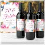 Elegant Floral 70th Birthday Party  Wine Label<br><div class="desc">Looking for a unique and personalised way to celebrate your loved one's 70th birthday? Look no further than these stunning 70th Birthday Party Wine Labels! Featuring a colourful watercolor spring floral design on a clean white background, these labels are both elegant and eye-catching. The labels feature elegant calligraphy lettering that...</div>