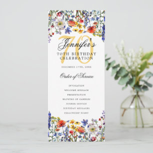 Elegant Floral 70th Birthday Program Thank You  Invitation