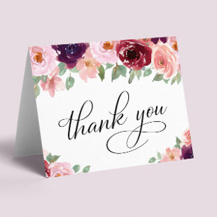 Elegant Floral 75th Birthday Party Thank You Card