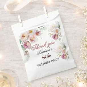 Elegant Floral 80th Birthday Favour Bags