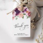 Elegant Floral 80th Birthday Party Thank You Gift Tags<br><div class="desc">Elegant 80th birthday party thank you favour tags featuring "thank you" and "80 & Fabulous" in a stylish calligraphy script and watercolor bouquets of burgundy red and blush pink florals with sage greenery.</div>