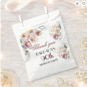 Elegant Floral 90th Birthday Favour Bags