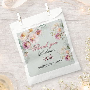 Elegant Floral 90th Birthday Favour Bags