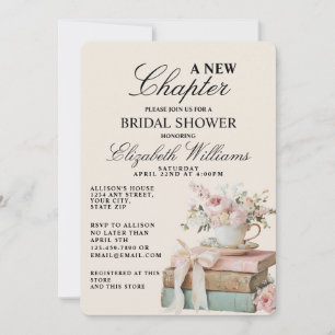 Elegant Floral A New Chapter Bridal Shower  Invitation