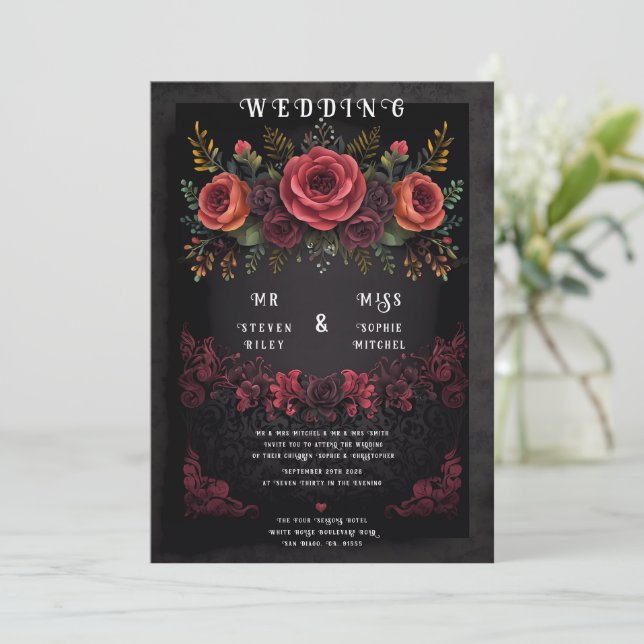 Elegant Floral Abstract Design Invitation (Standing Front)