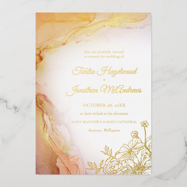 Elegant Floral Abstract Wedding Gold (Front)