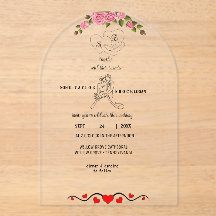 Elegant Floral Acrylic Wedding Invitation with Mon