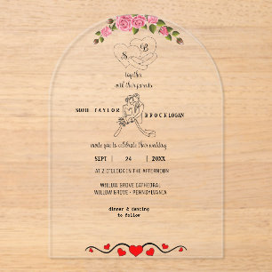 Elegant Floral Acrylic Wedding Invitation with Mon