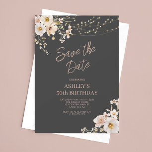 Elegant Floral Adult Birthday Save The Date